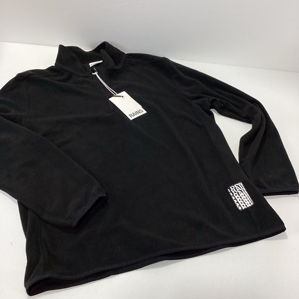 RAINS Brand Black Quarter-Zip Pullover Fleece Jacket L Men’s Black NWT